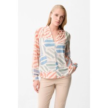 Love My Body Desenli Örme Bluz Coral 115L9893000