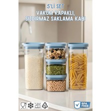 Nandy Home 5 Parça Vakum Kapaklı, Contalı Saklama Kabı Seti - 1.8LT./550ML.
