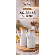 UltraMint 2'li 1000 ml Beyaz Porselen Yağlık ve Kapaklı Yağdanlık Seti
