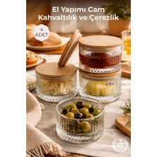 Nandy Home El Yapımı Cam, 4'lü Set Yuvarlak, Kahvaltılık ve Çerezlik