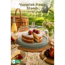 Nandy Home Kapaklı Yuvarlak Pasta Standı Sunumluk Kek ve Tatlı Servis Fanusu 25 cm