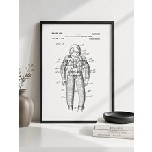 Pegziz Dekoratif Sanatsal Astronot Patent Tablo Ahşap Çerçeveli Duvar Tablosu