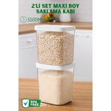 Nandy Home Düz Kapaklı 2'li Set Maxi Boy Saklama Kabı 5500 ML BPA Free Plastik Çok Amaçlı