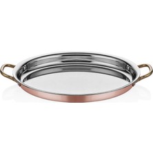 Altınbaşak Multi Metal Bakır Oval Sığ Sahan 25*17*3 Cm, A 101OS 25