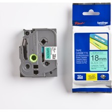  tze-741 18 mm yeşil üzeri siyah laminasyonlu etiket 8 metre