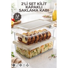 Nandy Home 2'li Set 2,5lt. Decobox Çok Amaçlı Saklama Kabı - Piknik Taşıma Seti - 2,5lt.