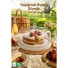 Nandy Home Kapaklı Yuvarlak Pasta Standı Sunumluk Kek ve Tatlı Servis Fanusu 25 cm
