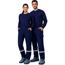 Toker Tekstil Yazlık Lacivert Işçi Pantolonu 16/12 Reflektörlü Iş Pantolonu