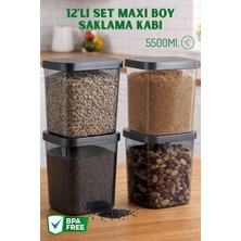 Nandy Home 5500ML. Düz Kapaklı 12'li Set Maxi Boy Saklama Kabı - Erzak Saklama Kabı
