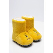 Pufien Bebek & Çocuk Kaydırmaz Tabanlı Ev Botu / Panduf / Kışlık Peluş Bot / Sevimli Desen