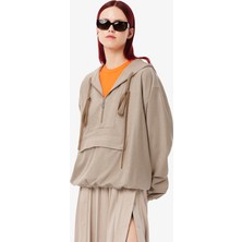 Lacoste Kadın Oversize Fit Kapüşonlu Bej Ceket