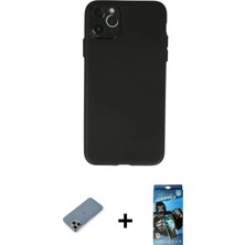 İlk El Grup Pilelistore™ iPhone 11 Pro Max Kılıf Atlas Minimal Prime - Siyah 34D Izgaralı Cam + Metal Kamera Lens Koruma Cam - Akyl