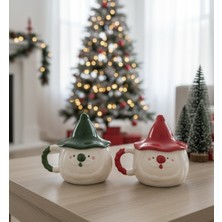 UltraMint El Yapımı Noel Baba Temalı Kabartmalı Seramik Kupa, Yılbaşı Hediyesi