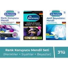 Dr. Beckmann Çamaşır Renk Koruyucu 10'lu Siyah Yenileyici 6'lı Beyazlatıcı 15'li Mendil 3'lü Set