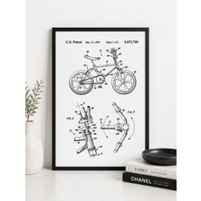 Pegziz Bisiklet Patent Çizimi Tablosu Duvar Dekor Tablo
