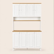 Eco Room Caffino Çok Amaçlı Kahve Köşesi Dolabı - Beyaz / Safir Meşe - 120 cm