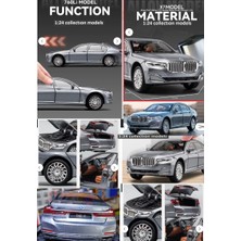 Oyuncak Sahili Bmw The7 Xdrive 760LI Model Metal Araba Diecast 1.24 Metal Kapı Bagaj Kaput Açılır Ses Far Işık Gri