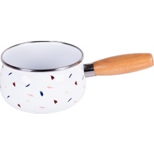 UltraMint Emaye Sütlük 1,3l, Ahşap Saplı, 16CM, Şık ve Dayanıklı Tasarım