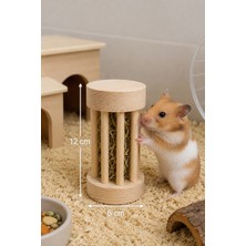 Kuzeylina Doğal Ahşap Orta Boy Saman Ot Silindiri -Hamster, Ginepig ve Tavşan Yemliği