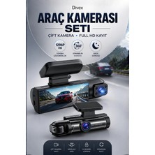 Divex 1296P Ultra HD Araç İçi Kamera Seti 360° Dönebilir Lens ile Gece Görüşlü ve G-Sensörlü