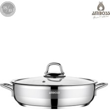 Amboss Nirvana 2 Parça Paslanmaz Çelik 18 cm Cam Kapaklı Sahan