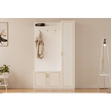 Rabi Mobilya Gold Country Portmanto Beyaz Renk 200 cm Yükseklik 120 cm Genişlik 35 cm Derinlik