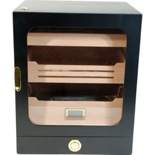 Premium Quality Premiumquality Las Condes Aksesuar Çekmeceli Içi Ledli Siyah Sedir Humidor Puro Kutusu - TR9827