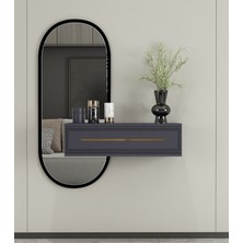 Morepp Glow 70CM Duvara Monte Kapaklı Raflı Modern Dresuar Antrasit-Altın