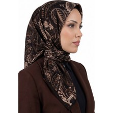 Hadiora Kadın Kahverengi Bej Paisley Desenli Organik Soft Pamuk Eşarp