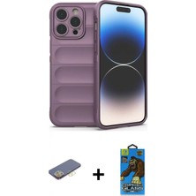 İlk El Grup Pilelistore™ iPhone 13 Pro Max Kılıf Atlas Koleksiyonu - Siyah 18D Cam Ekran Koruyucu + Renkli Kamera Lens Koruma Cam - Sı