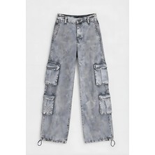 Lili Woman Kadın Dame Paraşüt Çok Cepli Jean Pantolon 18297