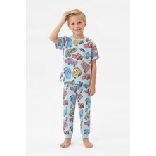 Isobel Cars Baskılı %100 Pamuk Erkek Çocuk Pijama Takımı