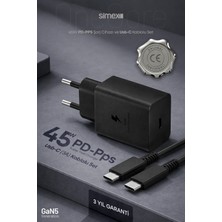 Simex Samsung S22-S23-S24-S25-S26 Uyumlu 45W USB-C Şarj Seti Aleti Cihazı Adaptörü 5A Kablo SPS-18