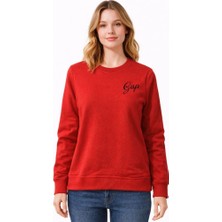 Gap Kadın Kırmızı Sweatshirt V-Logo Doorbuster Crew