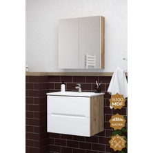 Teta Home Kopenhag 80 cm Mdf Gövde Membran Kapak Banyo Dolabı Seti