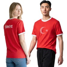 Sportive Türkiye Baskılı Unisex Kırmızı Günlük Stil T-Shirt 26DU0003-KRM