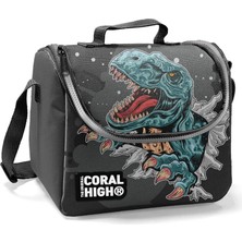 Coral High Dinazorlu Gri Beslenme Çantası 22747 Tek Gözlü ve İzolasyonlu Polyester Malzeme