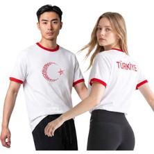 Sportive Türkiye Baskılı Unisex Beyaz Günlük Stil T-Shirt 26DU0003-BYZ