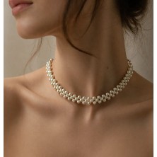 Leylan Takı Kadın Choker Beyaz El Yapımı Inci Kolye