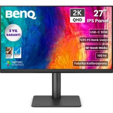 BenQ PD2706QN 27'' 2K UHD 100Hz P3 Display HDR10 USB-Type-C Calman Ve Pantone Onaylı Profosyonel Tasarımcı Monitörü