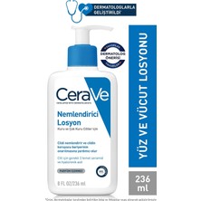 CeraVe 236 ml Nemlendirici Losyon Kuru Ciltler İçin Seramid ve Hyalüronik Asit İçerikli Dermatolog Onaylı