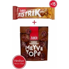 Züber Fıstrık Yer Fıstıklı Kuruyemiş Bar 30g x 15 Adet + Meyve Topu Hediye
