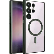 Renas Store Newface Samsung Galaxy S22 Ultra Kılıf Kross Magneticsafe Kapak - Koyu Yeşil