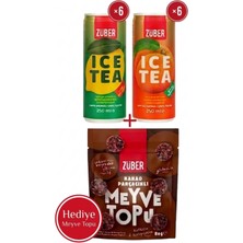 Züber Ice Tea Limon & Şeftali Soğuk Çay 250ml x 12 Adet + Meyve Topu Hediye