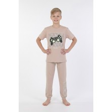 Isobel Gamer Baskılı % 100 Pamuk Erkek Çocuk Pijama Takımı