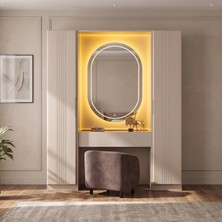 Eymense Lora Gardırop %100 MDF Makyaj Üniteli Puflu Ikili Modüler Giyinme Odası Dolabı