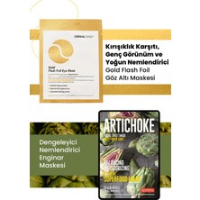 3 Katmanlı Gold Göz Maske ve Dengeleyici, Nemlendirici, %100 Pamuk Enginar Maske Seti