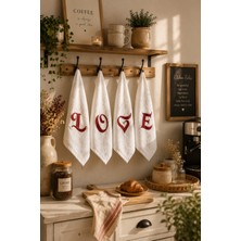 Casnack Love Nakışlı 4\'lü Mutfak ve El&yüz Havlu Seti 30X50 cm