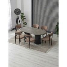 JoyMassa AURA BOHEM MASA TAKIMI 90X180 MDF MASA VE 6 ADET POLO SANDALYE