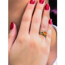 Esha Store Doğal Taş Akik Yuvarlak Doğal Taşlı Antik Model Kadın Ayarlanabillir Yüzük EUY72A
